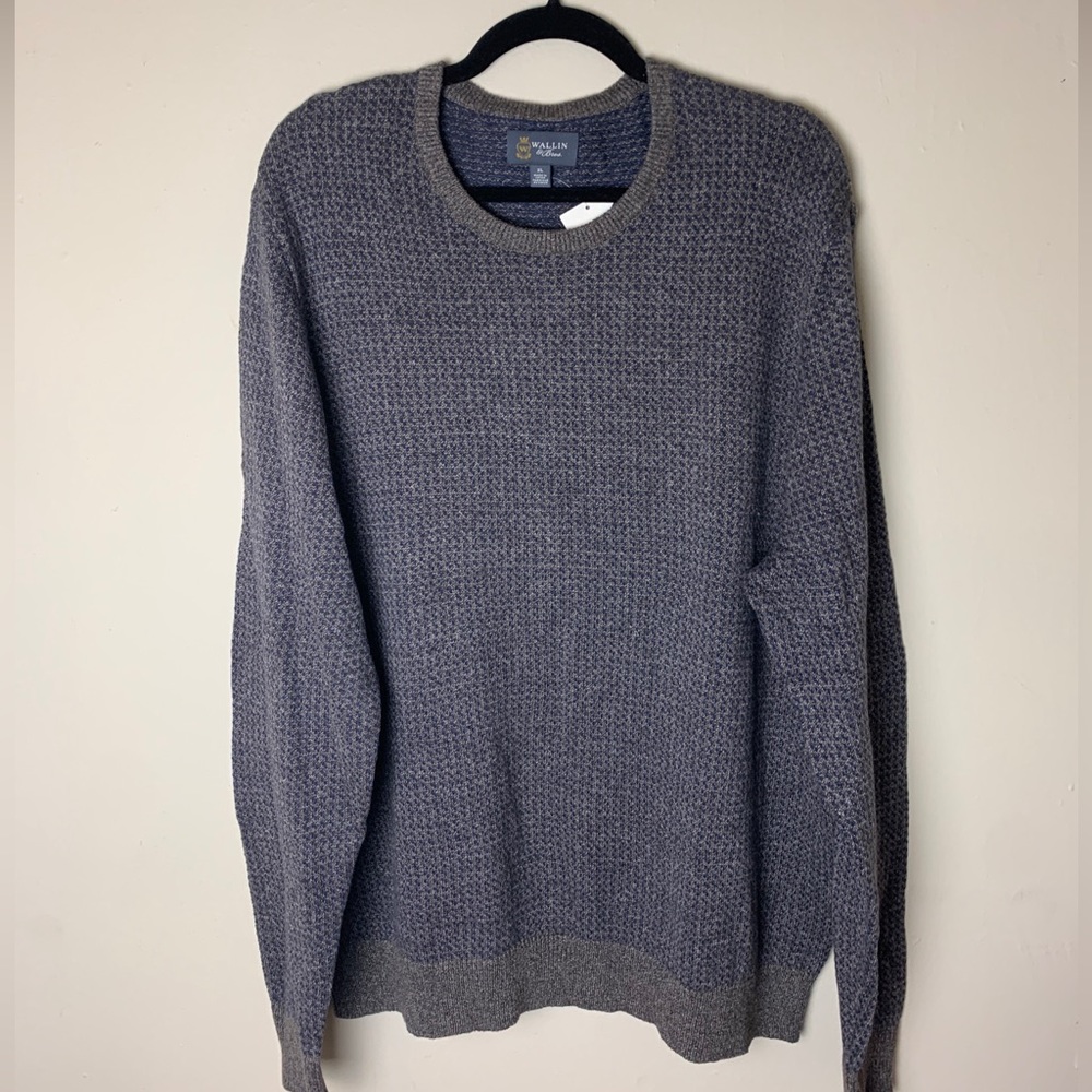 NWOT Wallin & Bros Men’s Long Sleeve Crew Knit Pullover Sweater, Navy Size XL